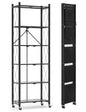 6-tier No Assembly Metal Folding Bookshelves Rack On Wheels For Office, Pantry, Kitchen, Living Room, Bedroom, Classroom, Standing Shelf,4 Colors