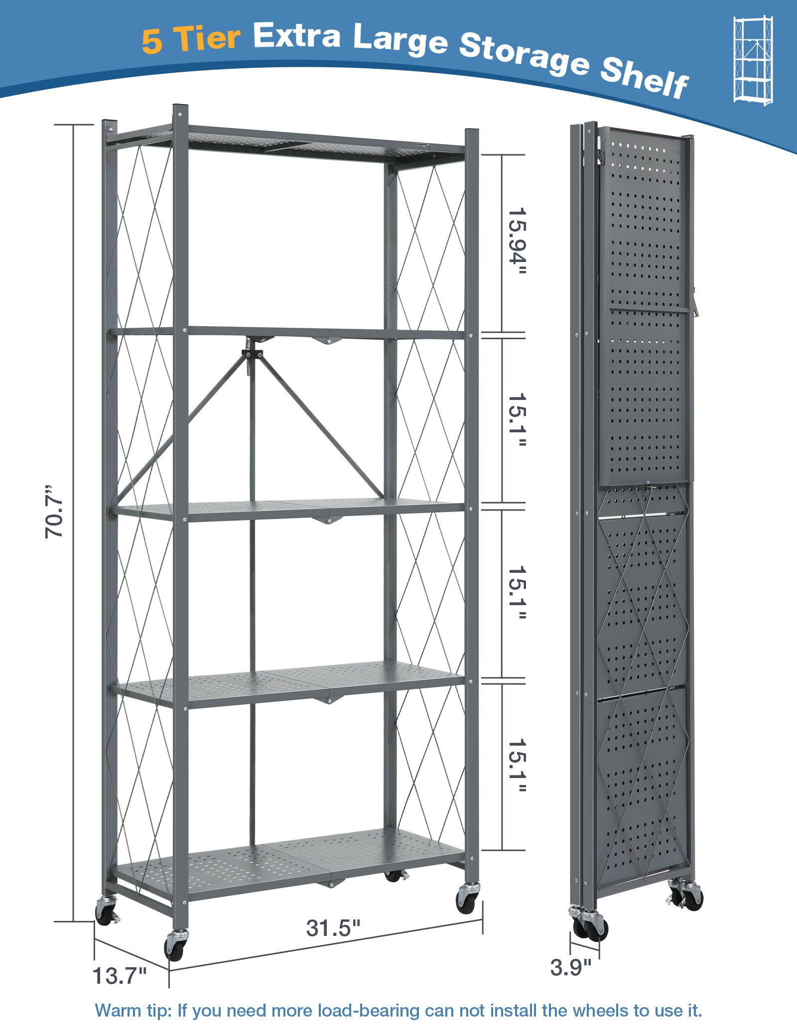 Large metal storage clearance shelves