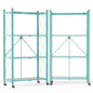 2-Pack | Foldable Metal Storage Shelf with Wheels, 4 Shelves | 46 In. H x 11.6 In. W x 13.7 In. D