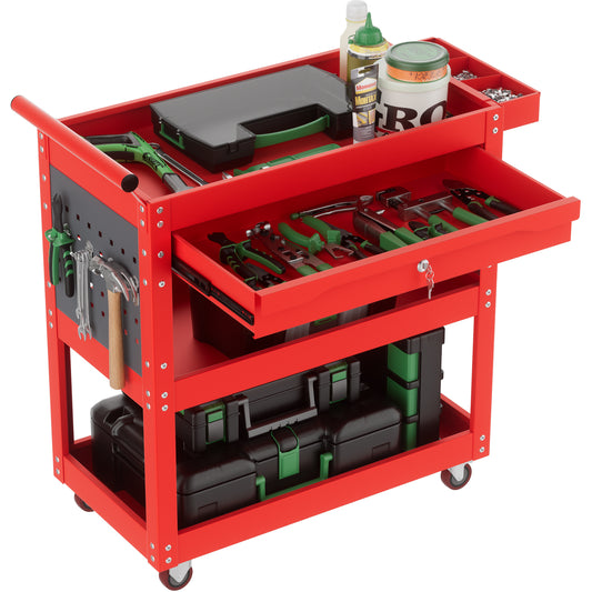 Rolling Tool Cart with 1 Drawer, 3 Shelves